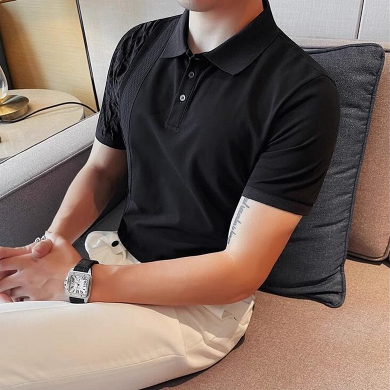 splicing polo shirt tops 00263