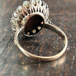 Viotage K12合成ルビーカボッションあこやベビーとりまきリング