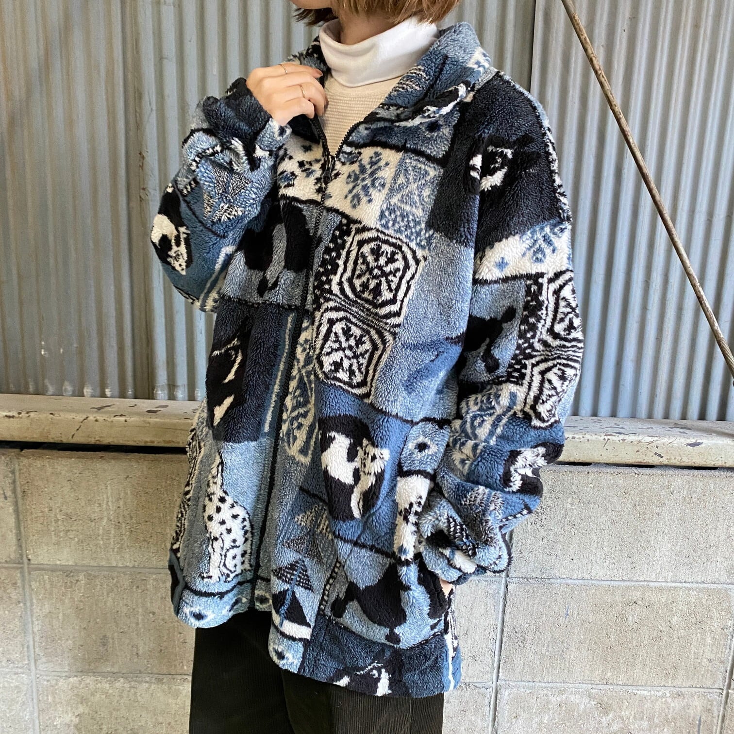 90s MAZMANIA マズマニア パイナップル fleece jacket