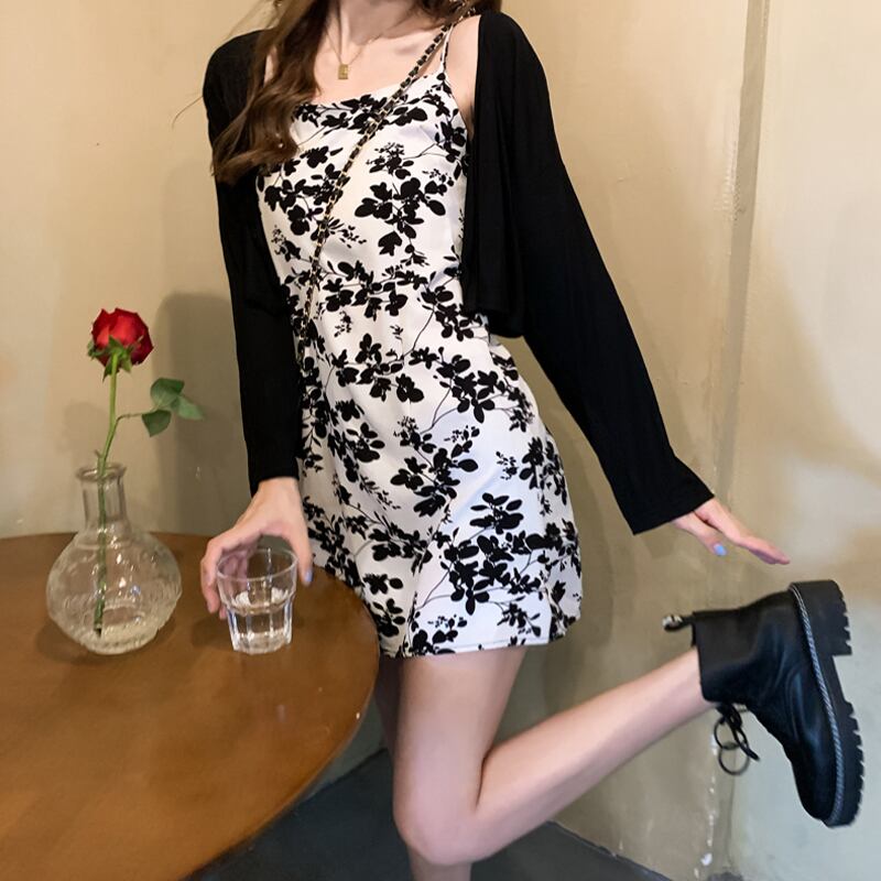 スプリングオータムレッドカーディガンジャケット スカート ストリート 春物 秋物 試着室76412770674