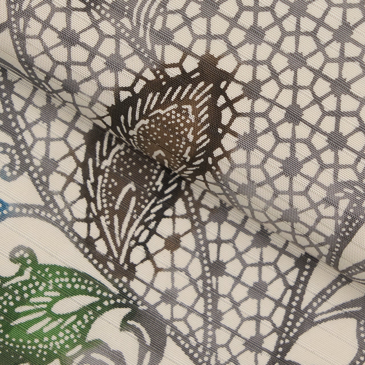 全通　花唐草模様の名古屋帯 花唐草模様 型絵染 全通 絽塩瀬名古屋帯【未着用品】 | かわの屋