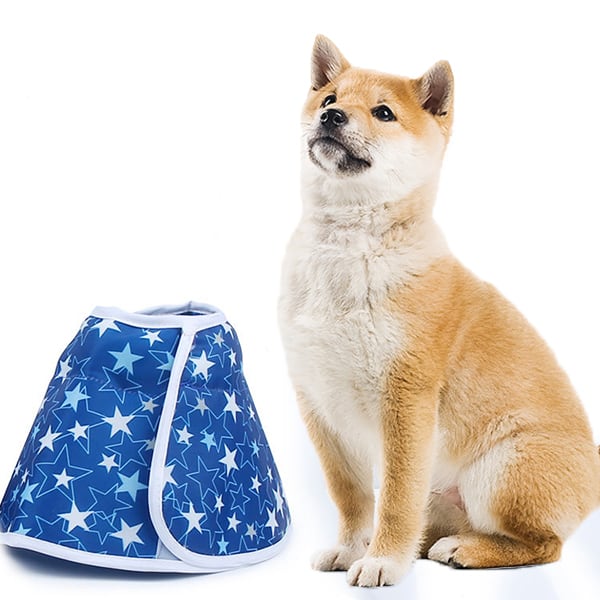 エリザベスカラー 猫用 犬用 ソフト 傷舐め防止 S/ブルー フェルト