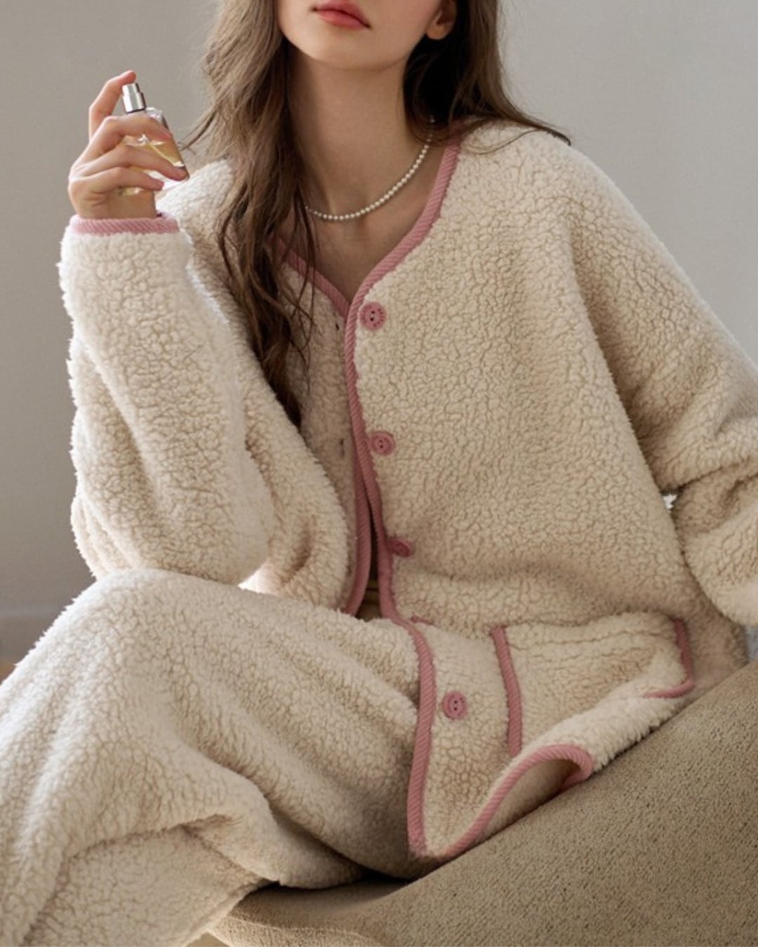 ボアカーディガンルームセットアップ R25073