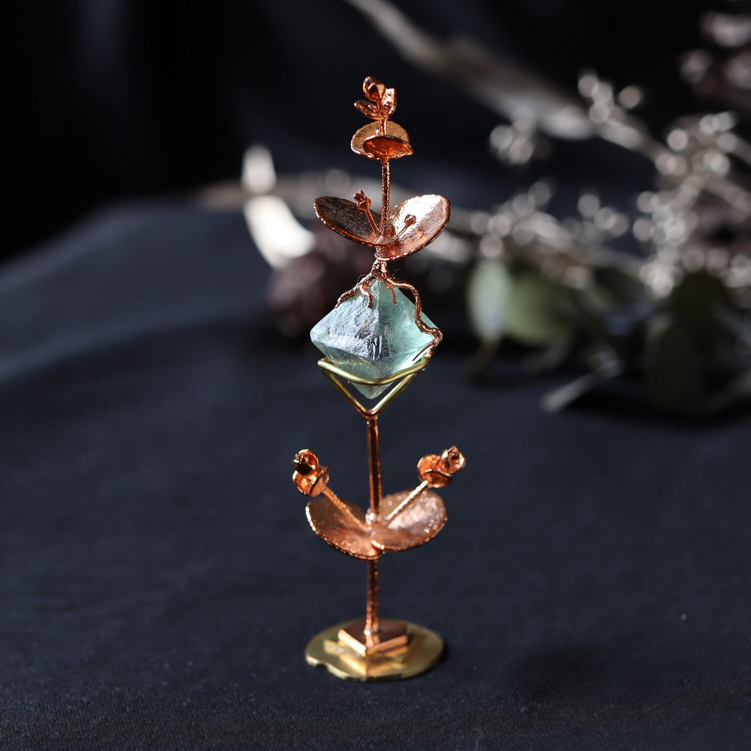 【花石】スタンド/フローライトとユーカリ