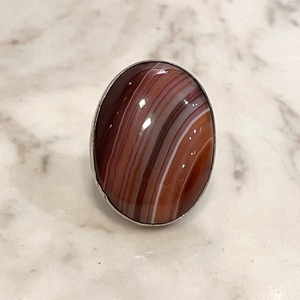 vintage silver super big agate ring