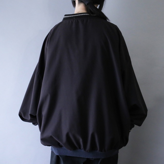 "刺繍" oner point logo XXL over silhouette half-zip  pullover