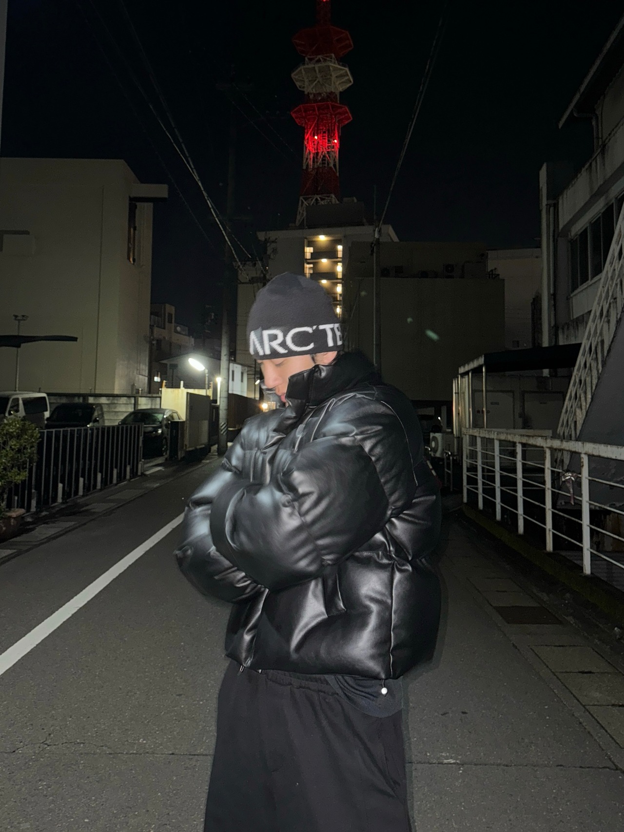 Cropped Leather Puffer Jacket(Black) - 8