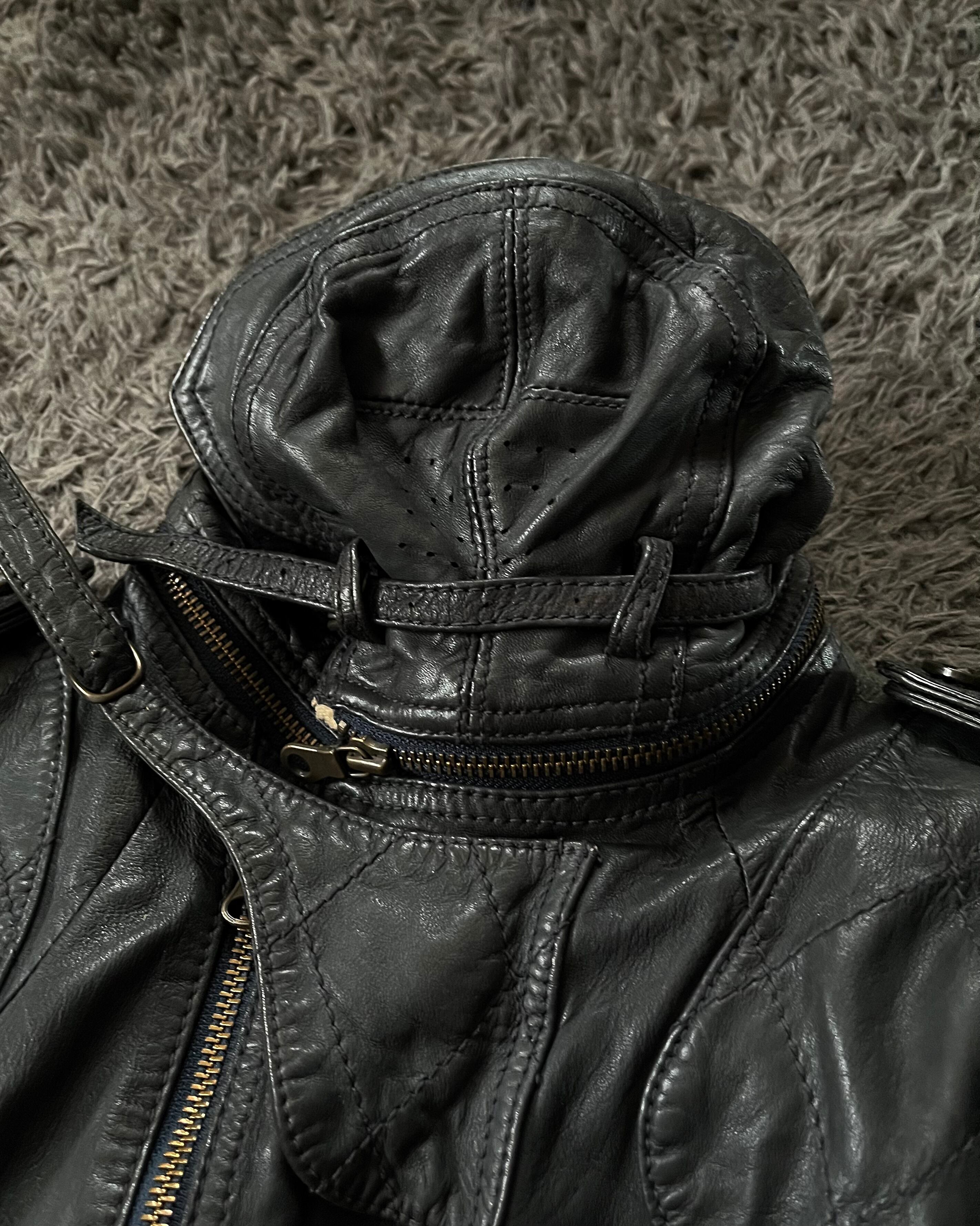 ジャケット・アウター Share Spirit gasmask leather jacket SHARE SPIRIT HOMME AW08 Sheepskin Leather Gas-Mask Rider Jacket