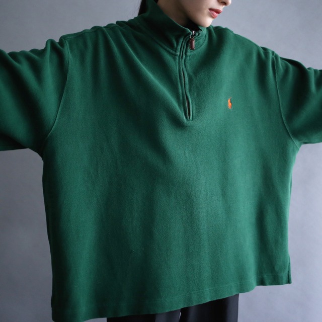 "Polo by Ralph Lauren" box silhouette over size high-neck half-zip pullover