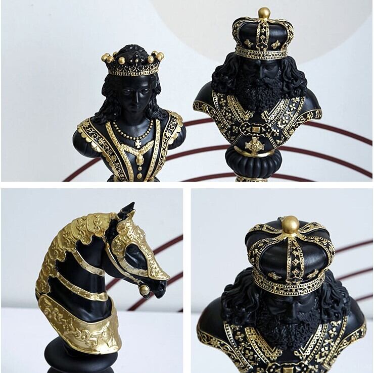 新品未使用⭐︎【海外輸入】チェス像　オブジェ　レトロフィギュア　ブラック×ゴールド 28b6ef8e8d930dd78e87da34fb2834