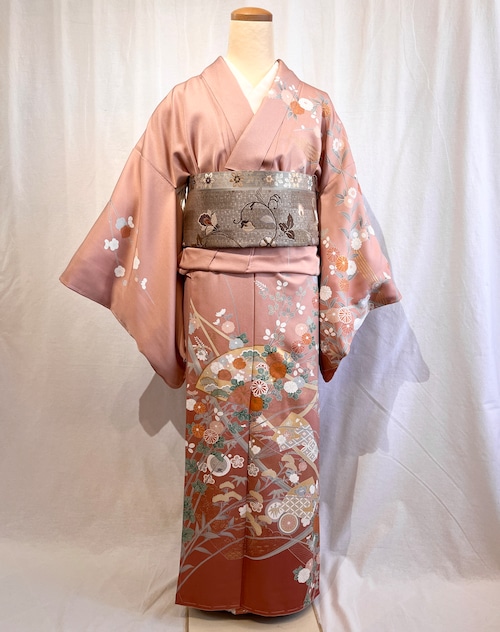 2280 高身長 友禅染 訪問着 袷単品 Yuzen Houmongi (lined kimono)