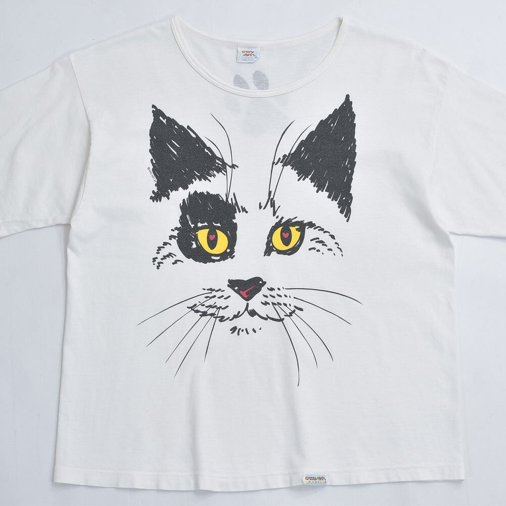 90s USA製 CATatonic Tシャツ 猫 キャット メッセージ 90s USA製 crazy shirts クレイジーシャツ キャットフェイス ネコ 猫