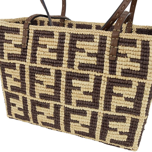 FENDI リネントートバッグ Used FENDI フェンディ ロールスモール トートバッグ 8BH424 ラフィア