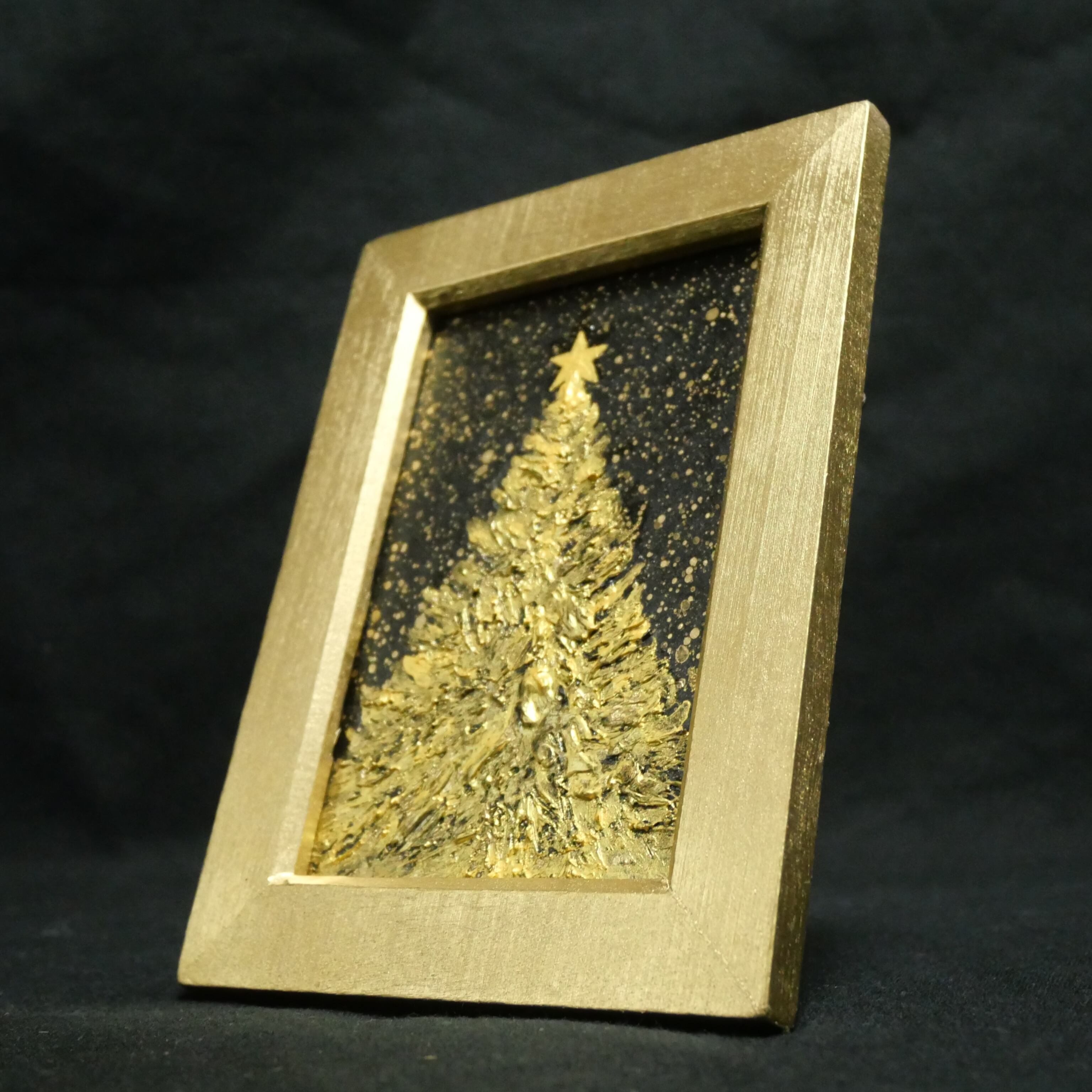 油絵 ミニ絵画【黄金クリスマスツリー】 | HIROSHI1990