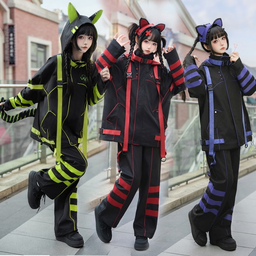 ゴスロリ通販 With U 地雷系 猫耳 セットアップ サイバーパンク