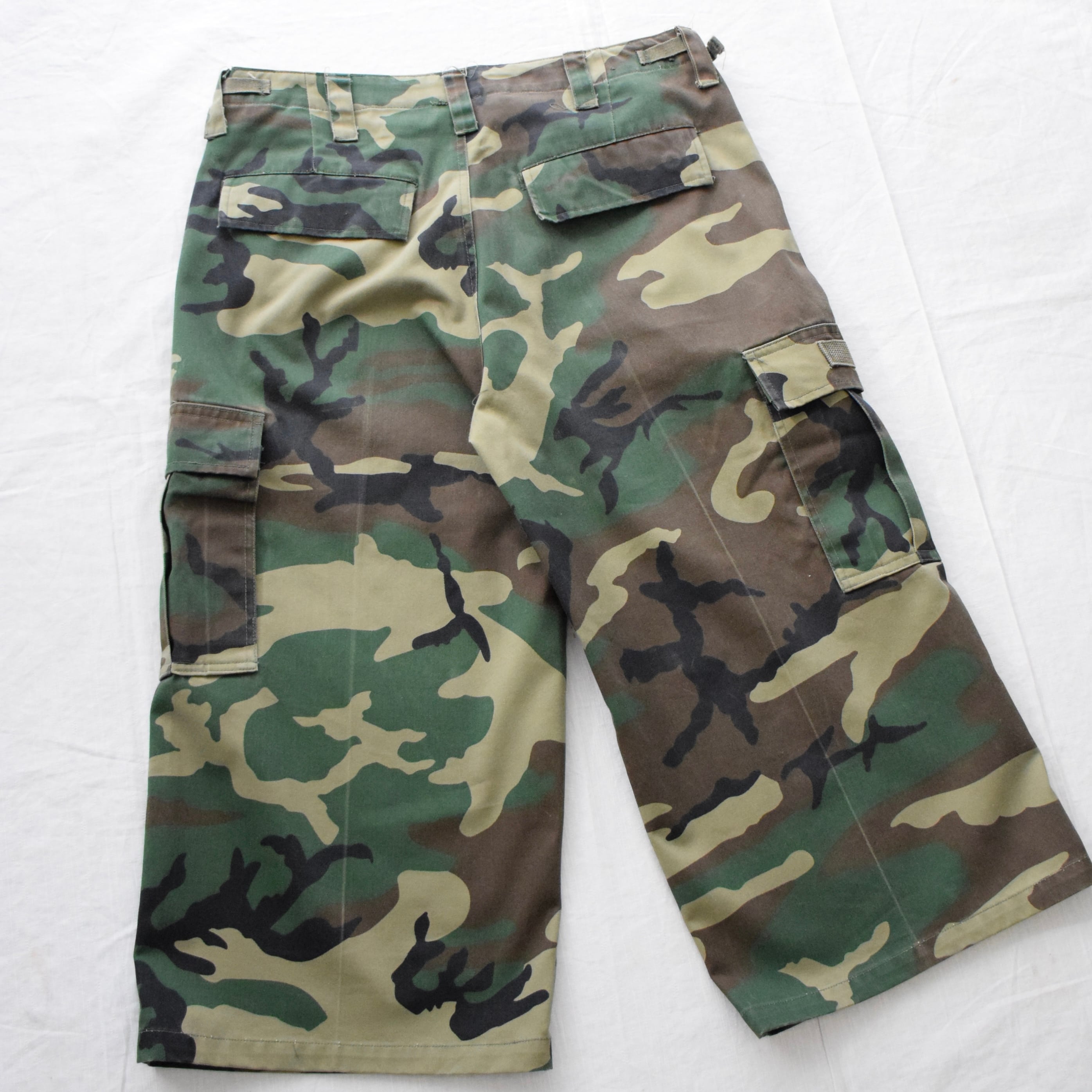 00's ウッドランドカモ 七分丈 ハーフパンツ メンズ W34 グリーン 迷彩