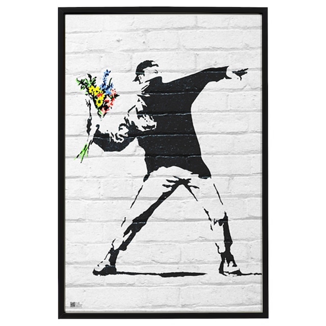 【Banksy Flower Bomber】カリフォルニアアートフレーム　Caifornia Art