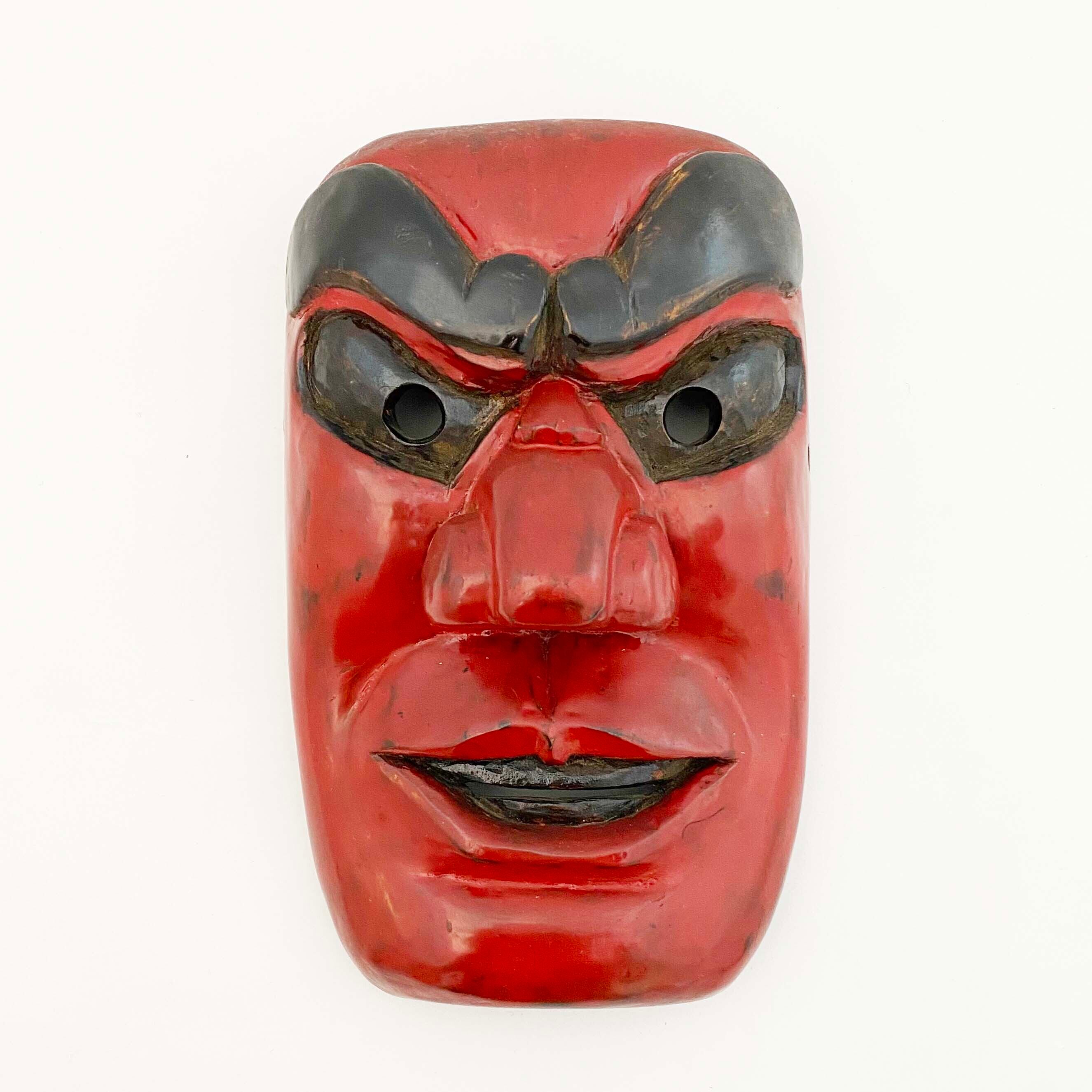 ヴィンテージ木製赤鬼面