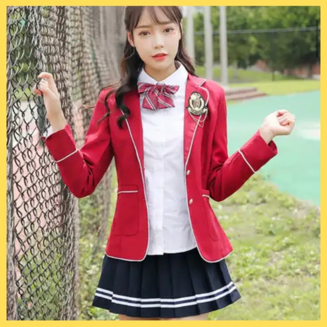 韓国制服セット/ラインジャケットレッド