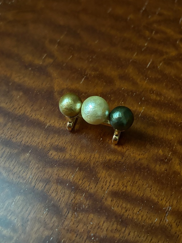 帯留　MIZUHO コットンパール　三粒