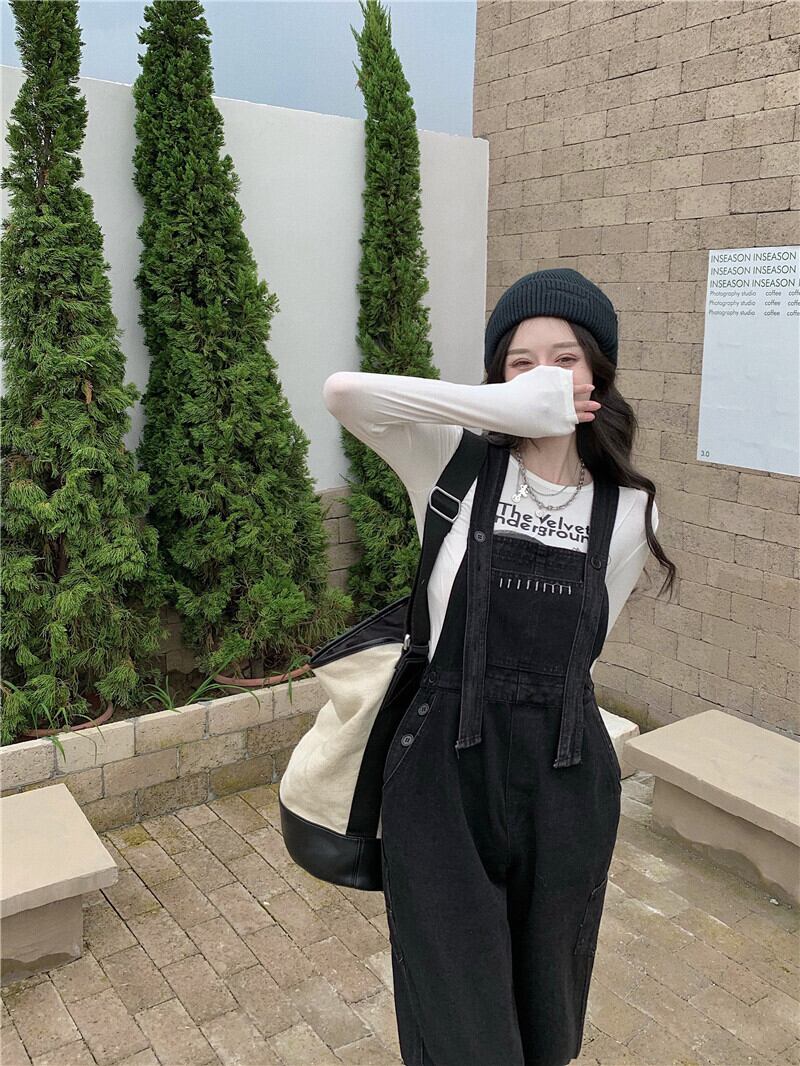 ジーンズ ハイウェストウェストルーズパンツ オータムショートTシャツ 秋物 YY-ファッション34028557637