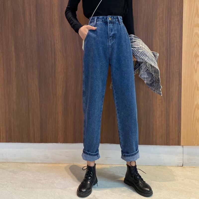 ジーンズ ハイウェストウェストパンツ ウィンター 冬物 1号婦人65446505610