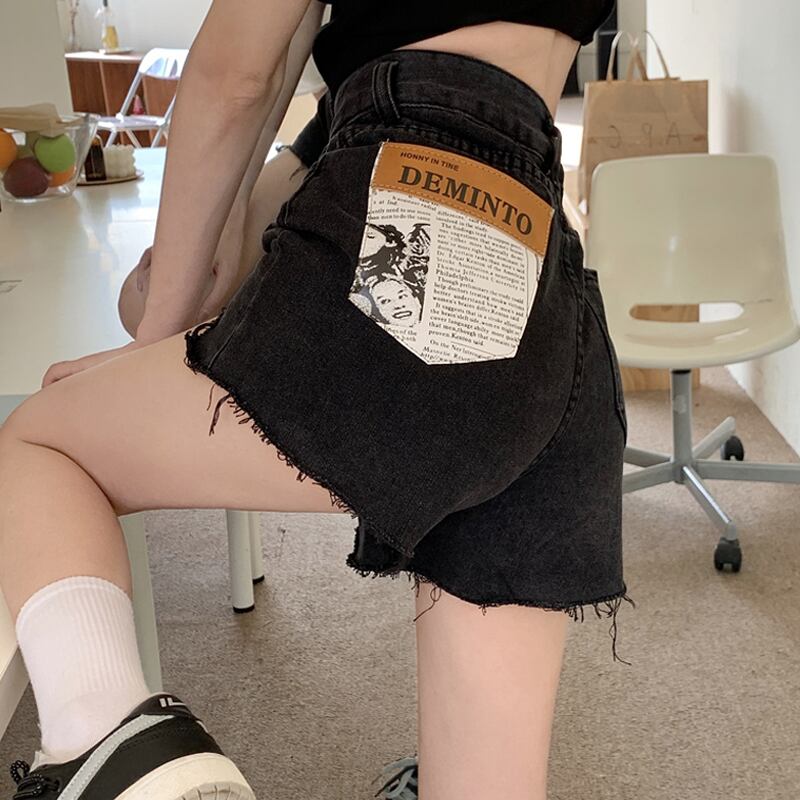 ブラックショーツ サマー薄手ハイウェストウェストルーズAラインパンツ 夏物 ブルマー スーパーモール64394947669