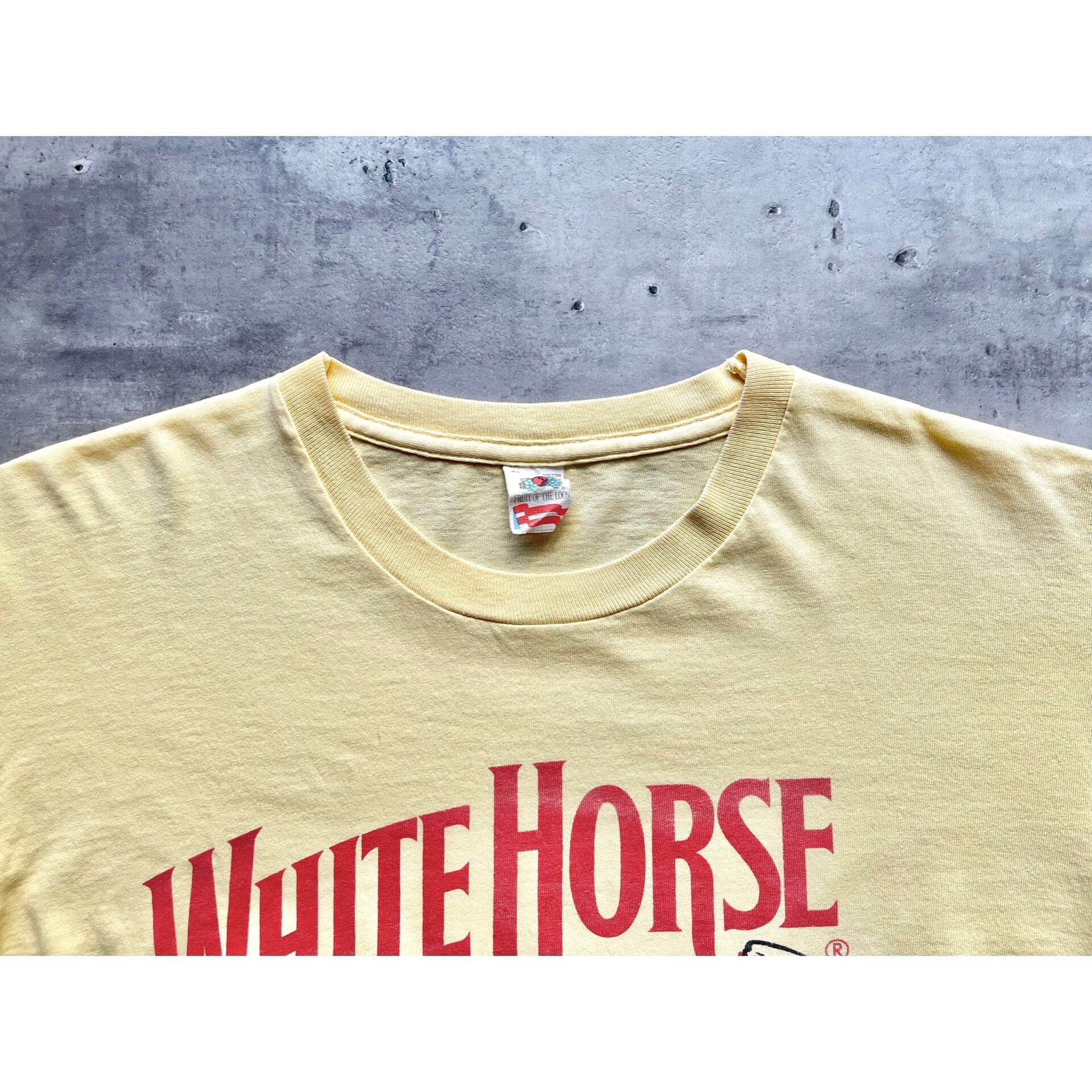 90s fruit of the loom s/s print tee yellow “WHITE HORSE” フルーツ