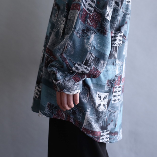 box art reef pattern loose rayon shirt