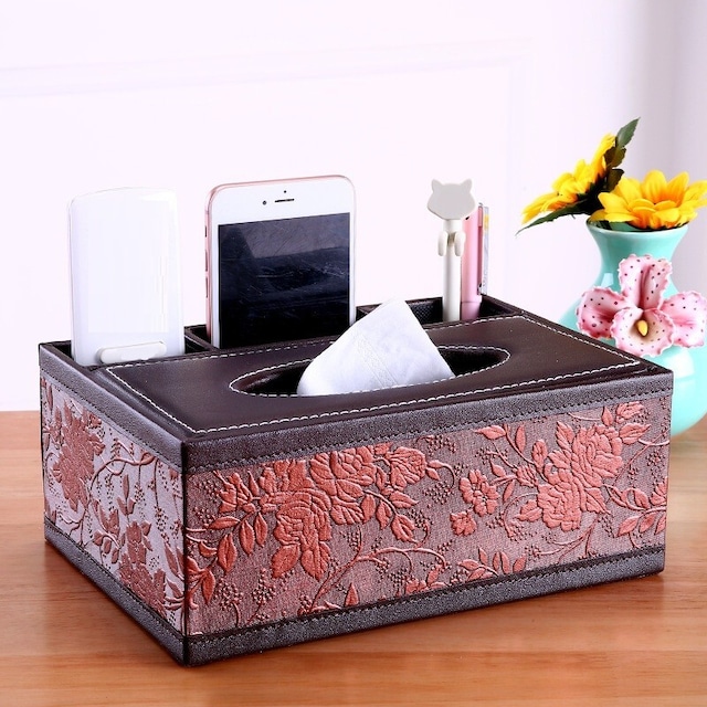 ティッシュ ボックス ラグジュアリー 多機能 レザー調 収納 付き スタンド 付き おしゃれ かわいい インテリア  ティッシュ ケース カバー ホテルライク リビング オフィス デスク 整理