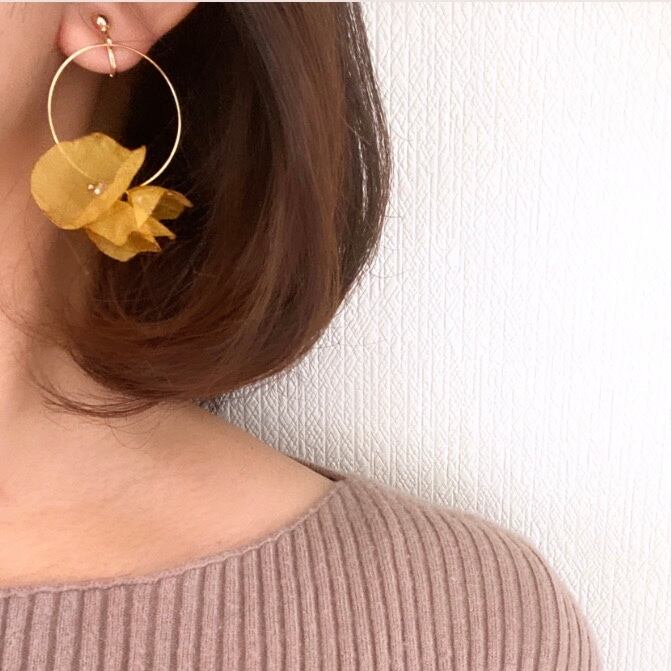 天然石イヤリング ストロベリークォーツ シルバーフープ 49-4樹脂可能