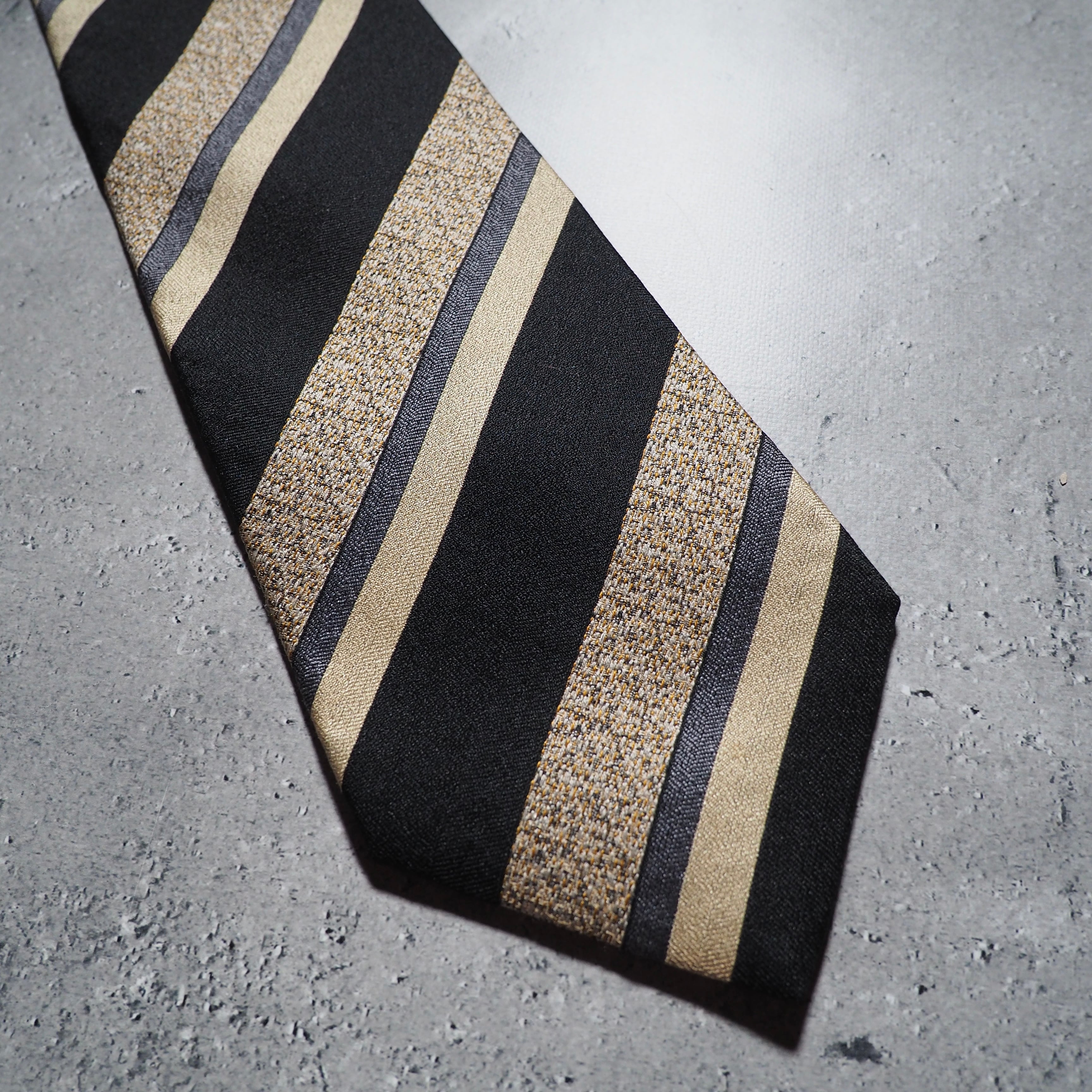 Black mode fat stripe Design vintage silk tie