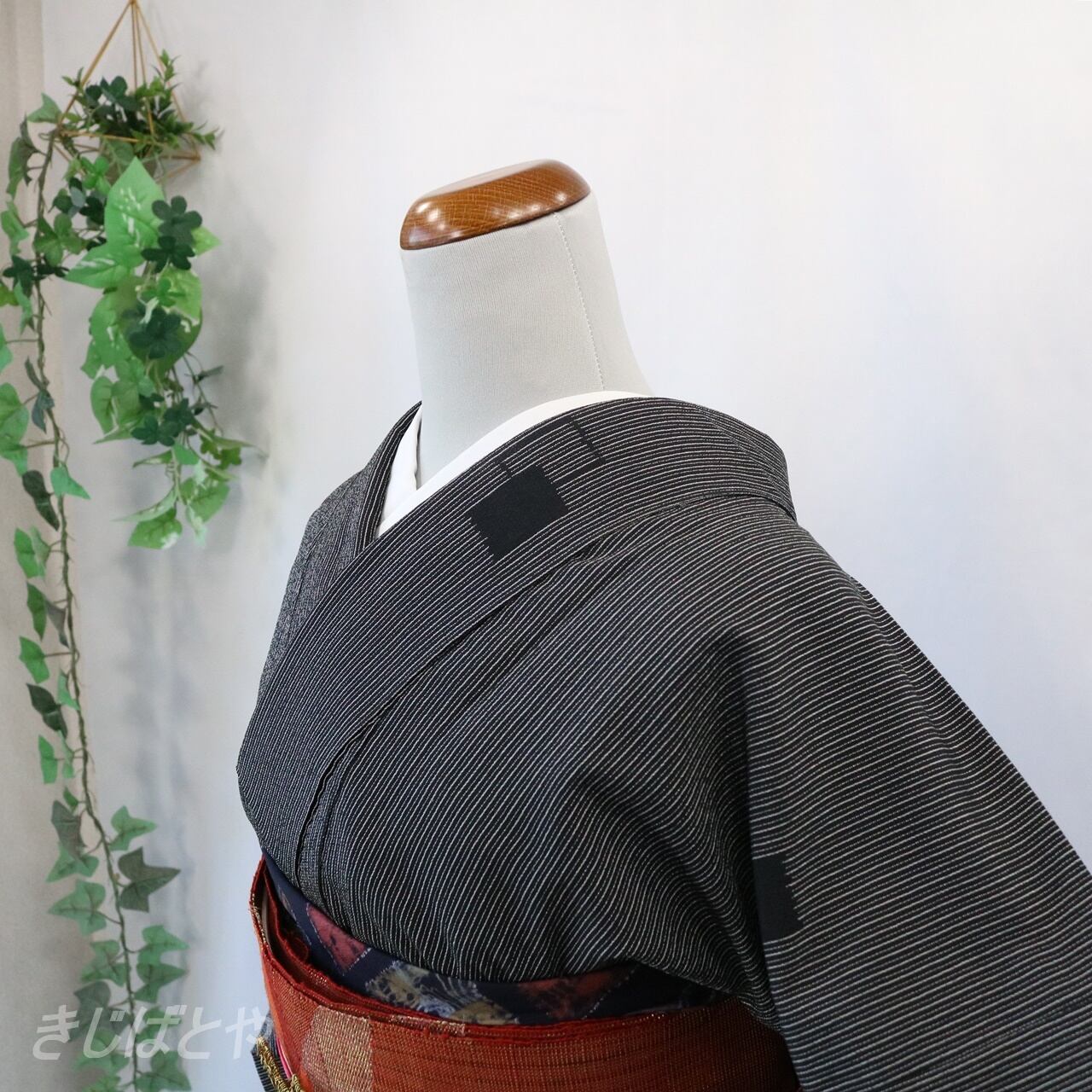 正絹単衣お召し縞