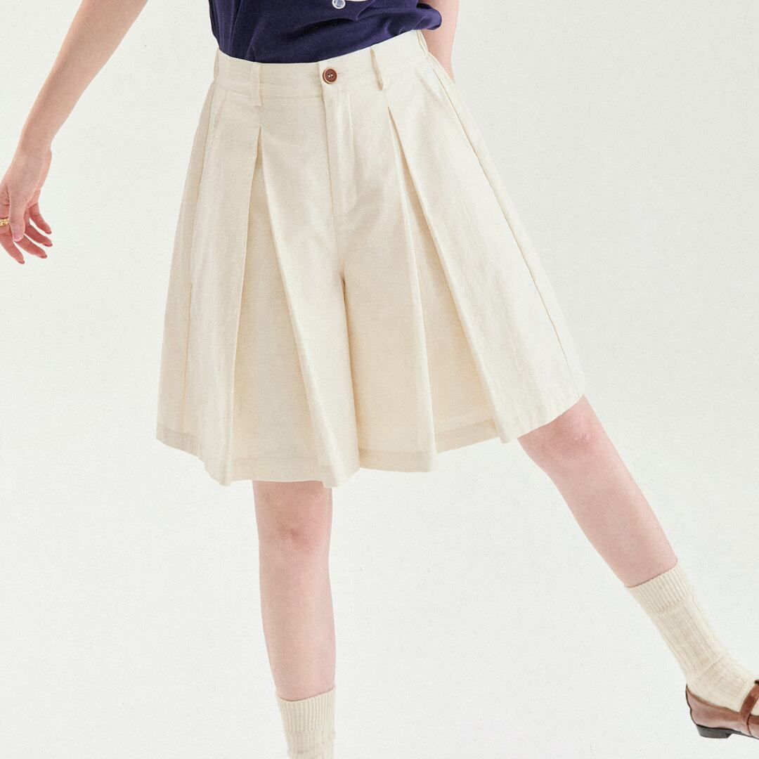 tuck flare half pants