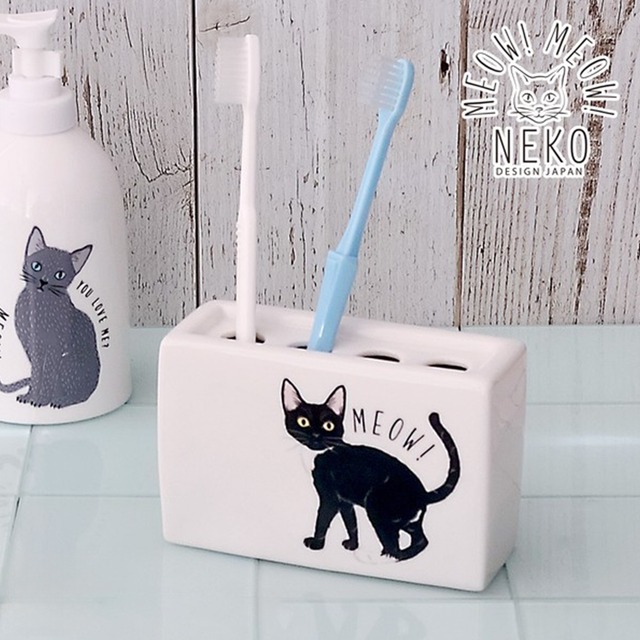 猫柄 歯ブラシ スタンド ハブラシ 立て 猫好き プレゼント 猫雑貨【182】