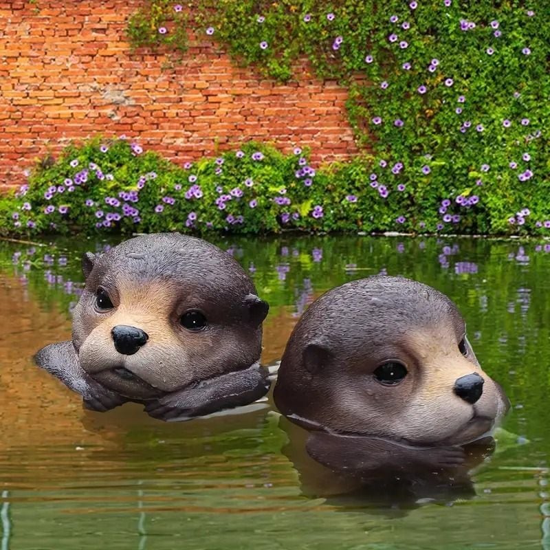 フローティングヘッド カワウソ 水に浮かぶ カワウソの頭 池の装飾