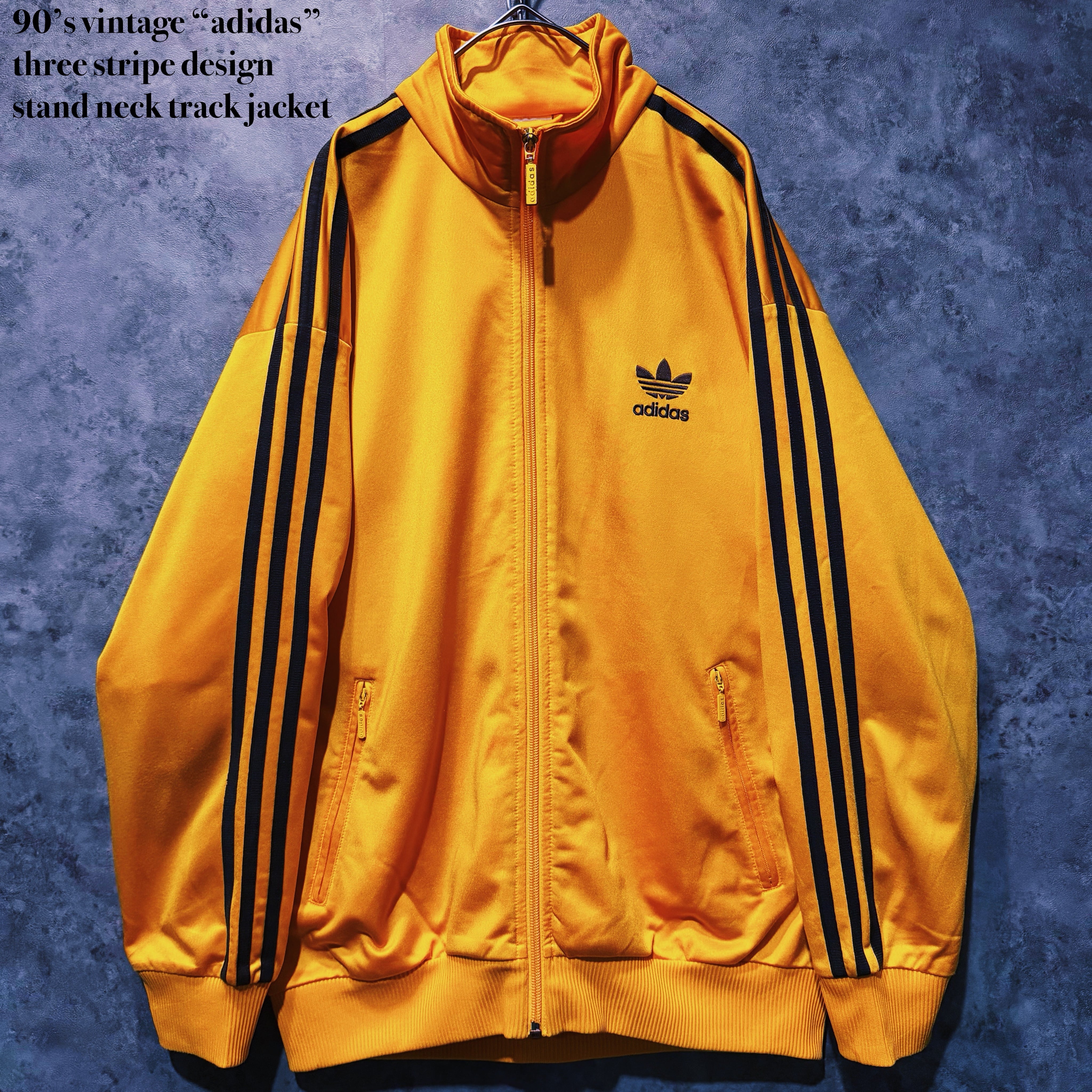 【 doppio】90’s vintage “adidas” three stripe design stand neck track jacket