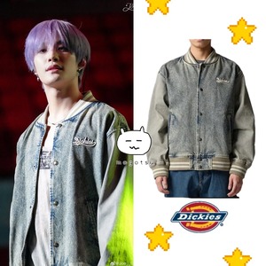 ★WayV ヤンヤン 着用！！【DICKIES】Wave Logo Denim Bomber Jacket Tinted Denim