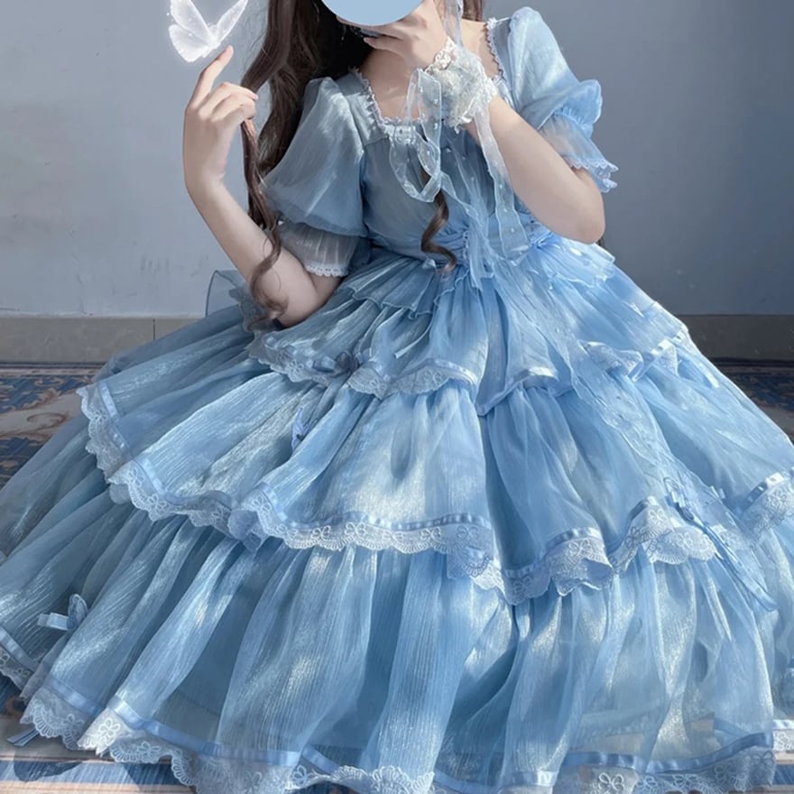 ワンピース レース 蝶 バタフライ プリンセスドレス 夢かわいい 原宿