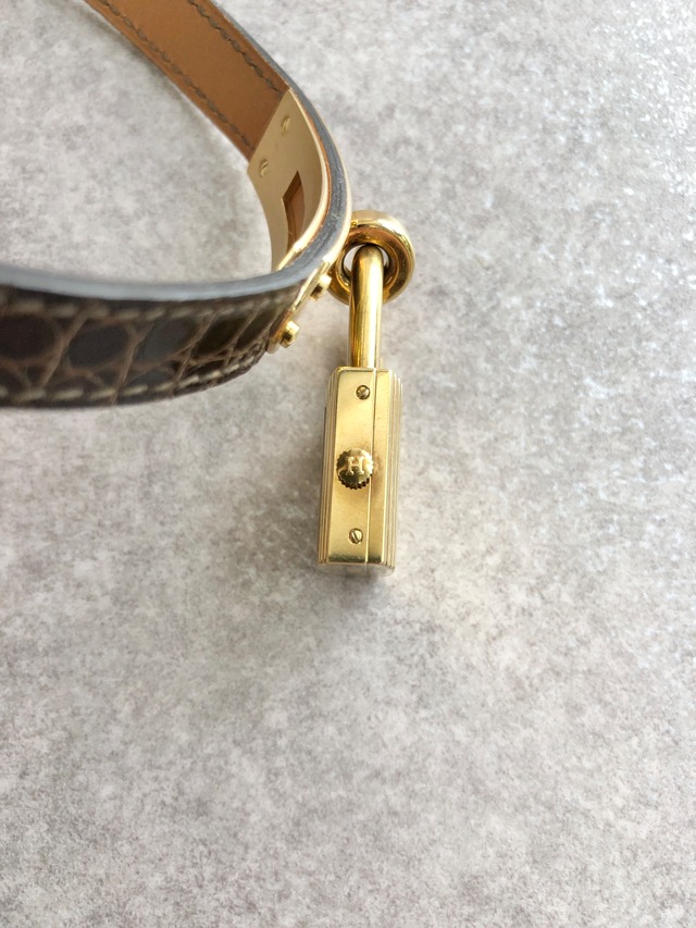 HERMES エルメス 腕時計 ブラウン ケリーウォッチ クロコ型押し vintage ヴィンテージ オールド ih5tvr