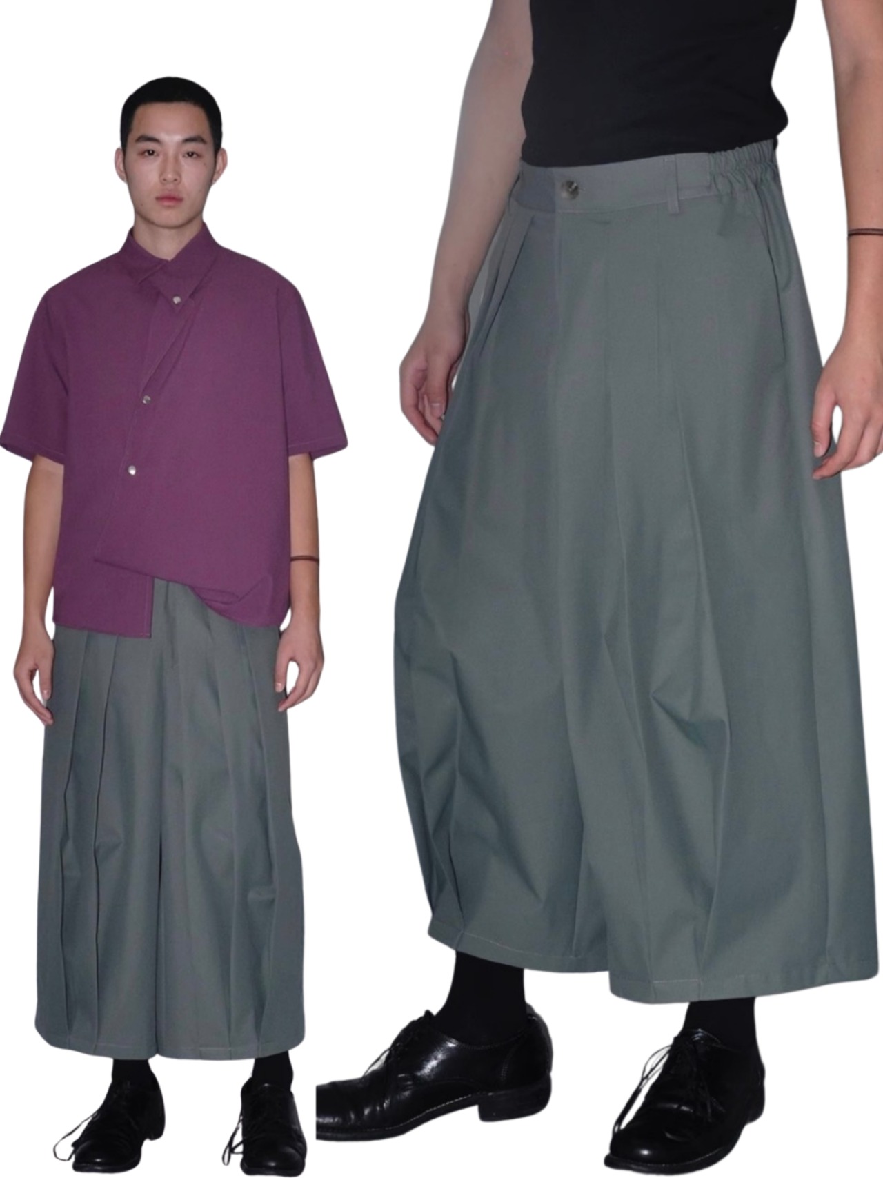 Wide Pleat Cropped Trousers