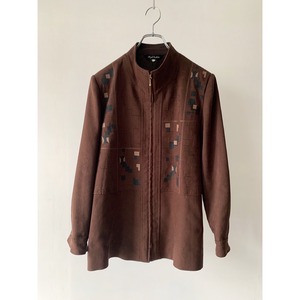 embroidered design stand collar jacket