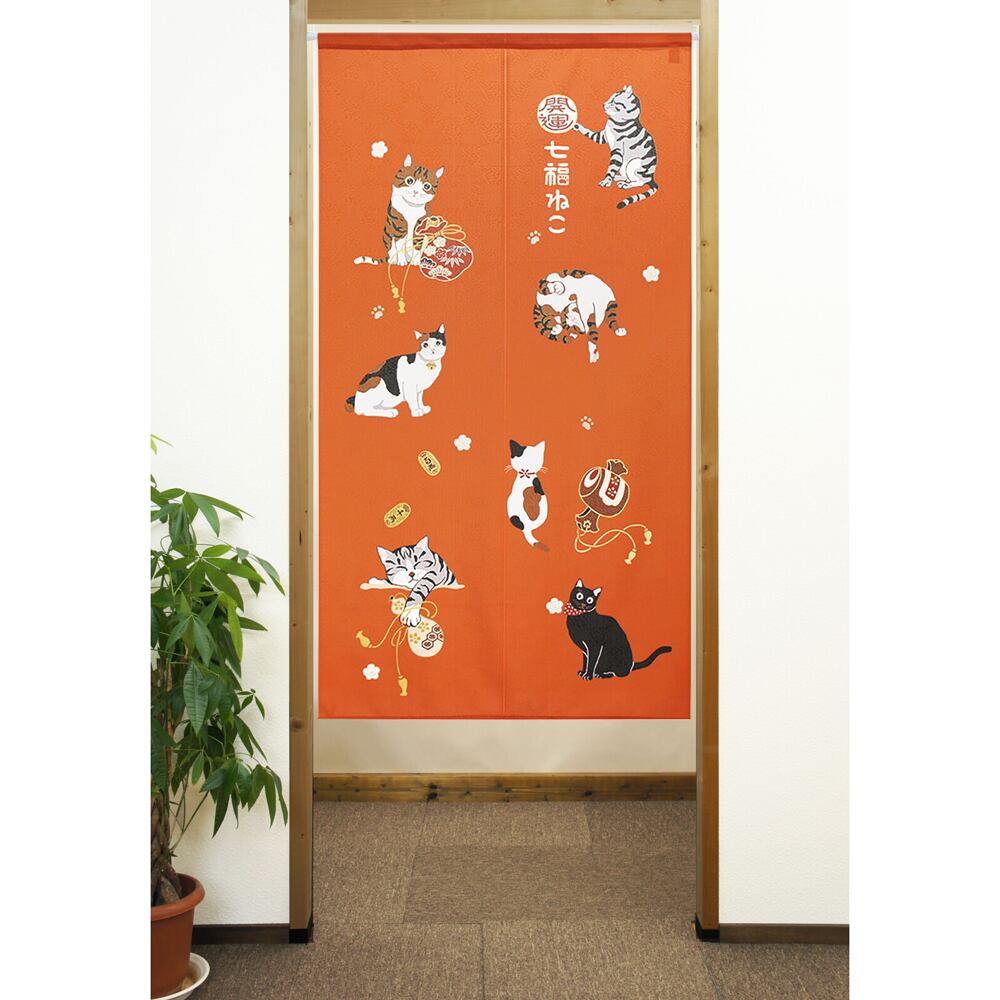 猫のれん(福招きネコ)橙 | マスノヤ衣料品店・マスノヤ猫雑貨店 powered by BASE