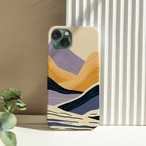 受注生産 iPhoneケース ベージュとネイビーの山波抽象｜レトロウェーブ CURV008B