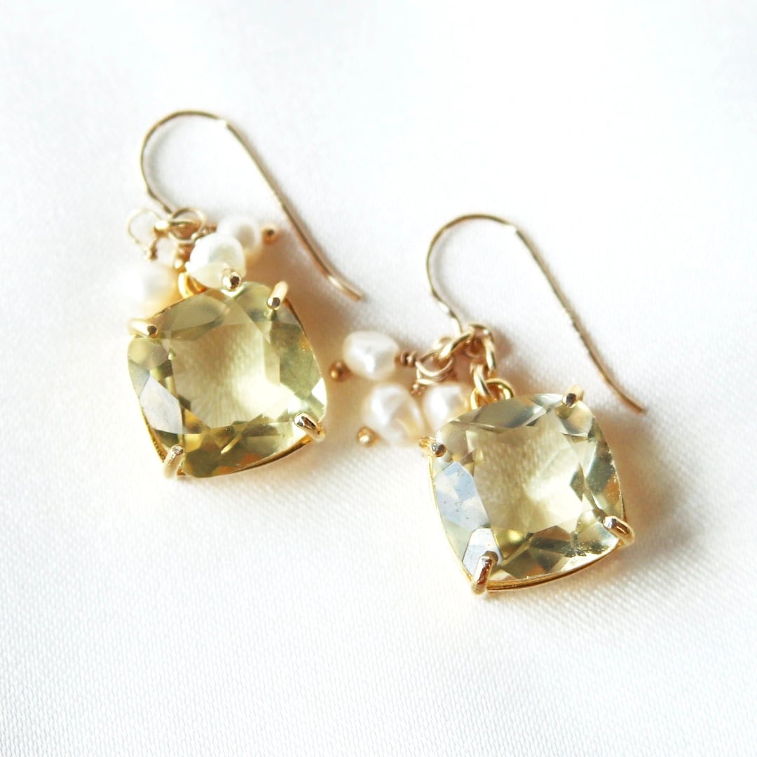Dolciumi Piccoloピアス（レモンクォーツ）ピアス金具14KGF | INCANTO