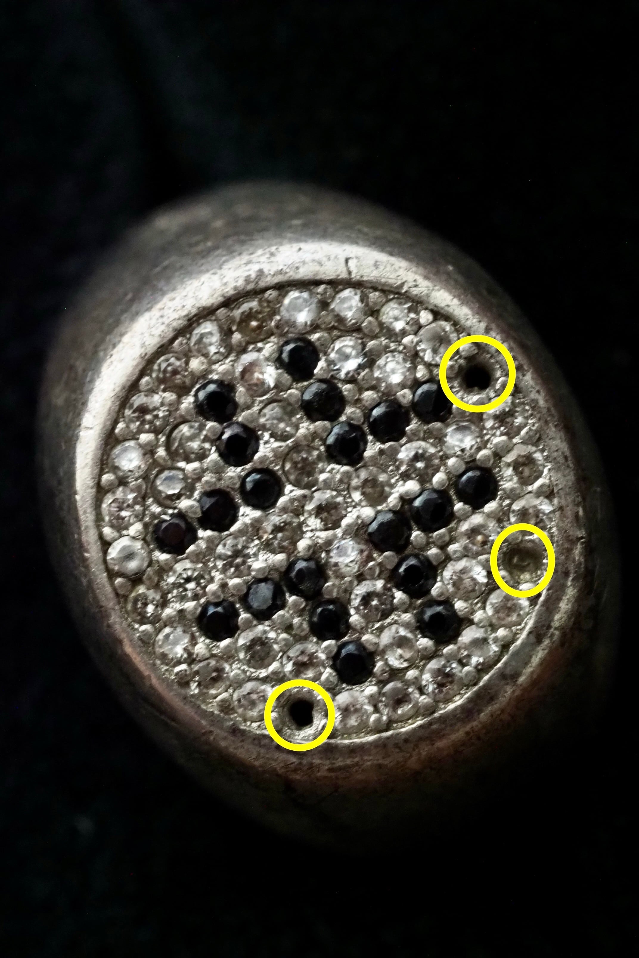 オニキス十字シグネットリング-vintage silver signet ring