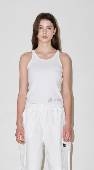 [sllow garments] COLOR RHINESTONE TANK TOP - WHITE 正規品 韓国ブランド 韓国代行 韓国通販 韓国ファッション スローガーメンツ sllowgarments