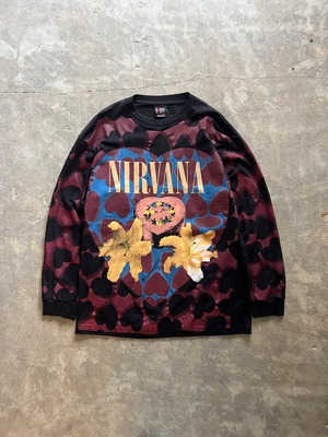 NIRVANA ハート総柄 ロングスリーブTシャツ ニルヴァーナ 長袖 XL ブラック