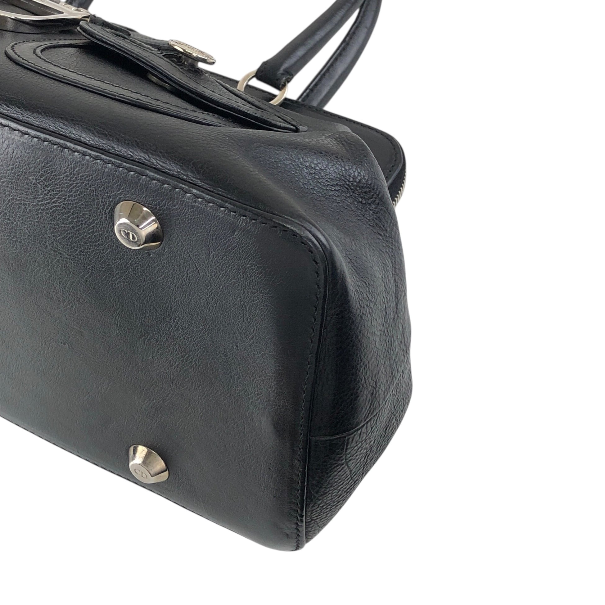 クリスチャンディオール　ヴィンテージ　ブラックレザーハンドバッグ 中古・古着通販】Christian Dior (クリスチャンディオール) オールド