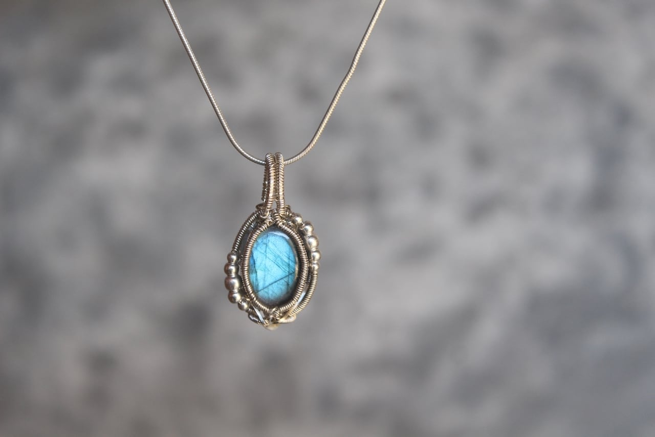 Labradorite silver 925 wire wrapping pendant